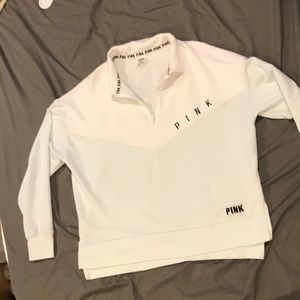 Quarter Zip mint and white VS Pink sweatshirt